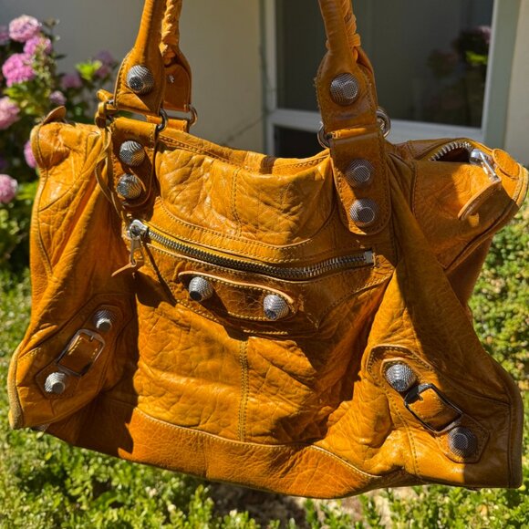 Auth Balenciaga F/W 2007 Jaune Marigold Yellow Chevre Work - Picture 2 of 16